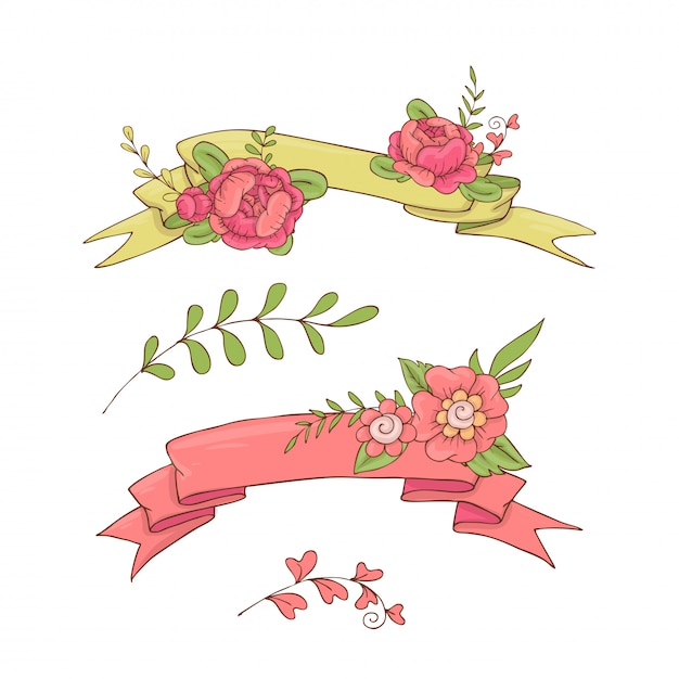 Vintage floral ribbon. | Premium Vector