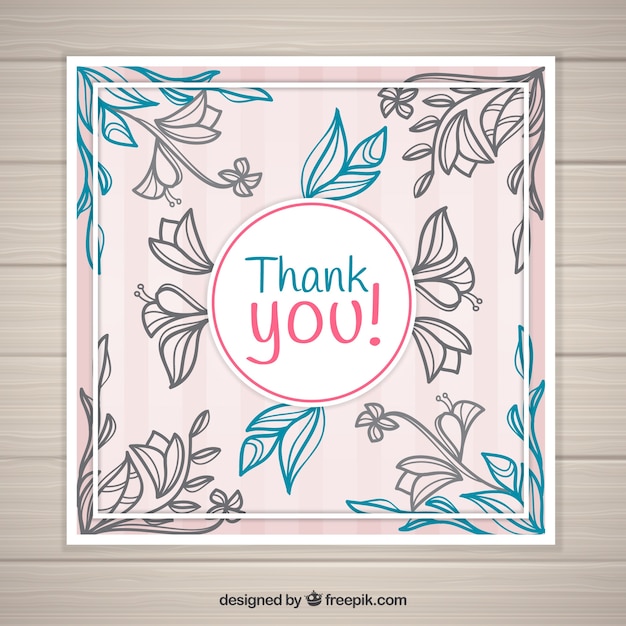 Vintage Floral Thank You Card Vector Free Download 1822