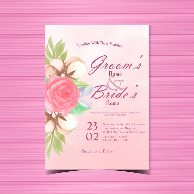 Download Vintage floral wedding invitation with beautiful red roses ...