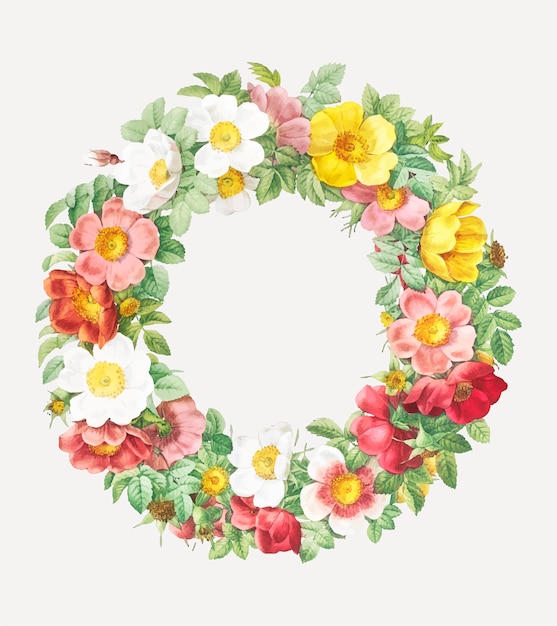 Vintage floral wreath decoration | Free Vector