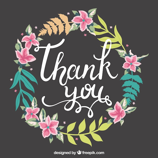 Vintage floral wreath thank you background Vector | Free Download