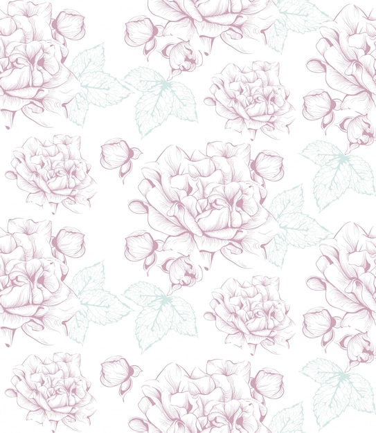 Premium Vector Vintage Flowers Pattern Line Art Hand Drawn Delicate Backgrounds