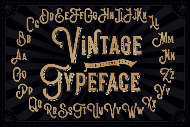 Premium Vector | Vintage font with decorative extruded effect