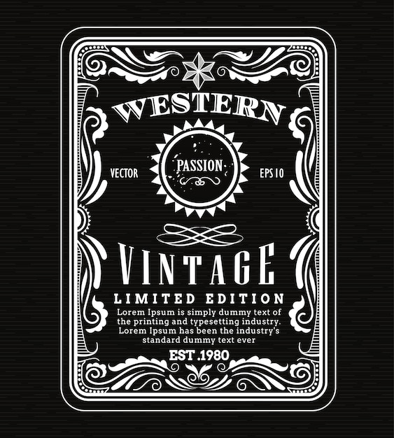 Vintage frame border western label retro frame hand drawn Premium Vector