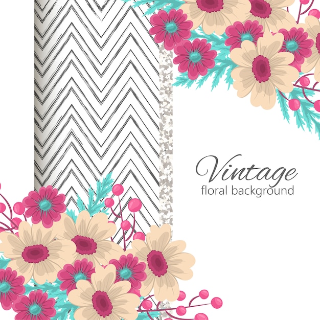 Premium Vector | Vintage frame with flowers