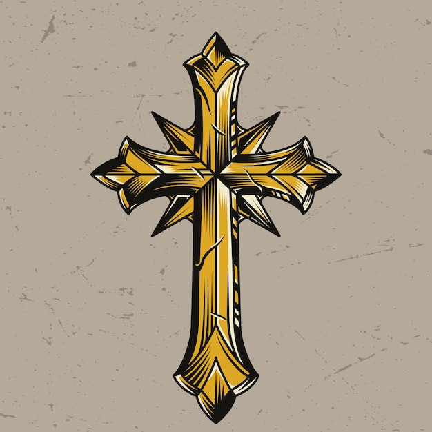Download Vintage gold elegant religious cross template | Free Vector