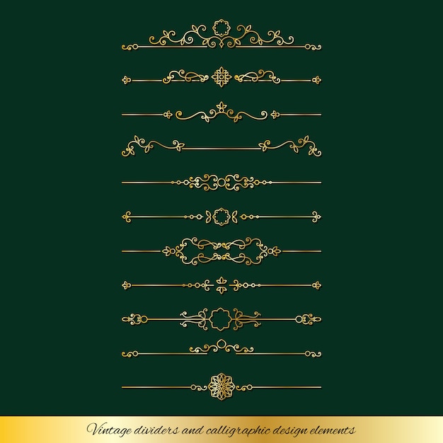 Premium Vector Vintage Golden Dividers And Page Decoration Set