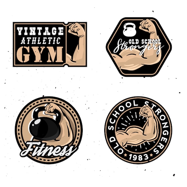 Premium Vector Vintage gym logotypes, old school strongers signs with