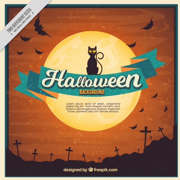 Download Vintage halloween background of cemetery Vector | Free Download