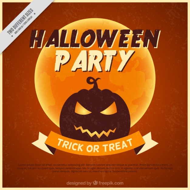 Download Vintage halloween background with a pumpkin Vector | Free ...