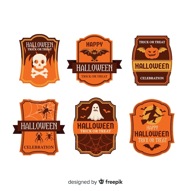 Download Vintage halloween labels collection | Free Vector