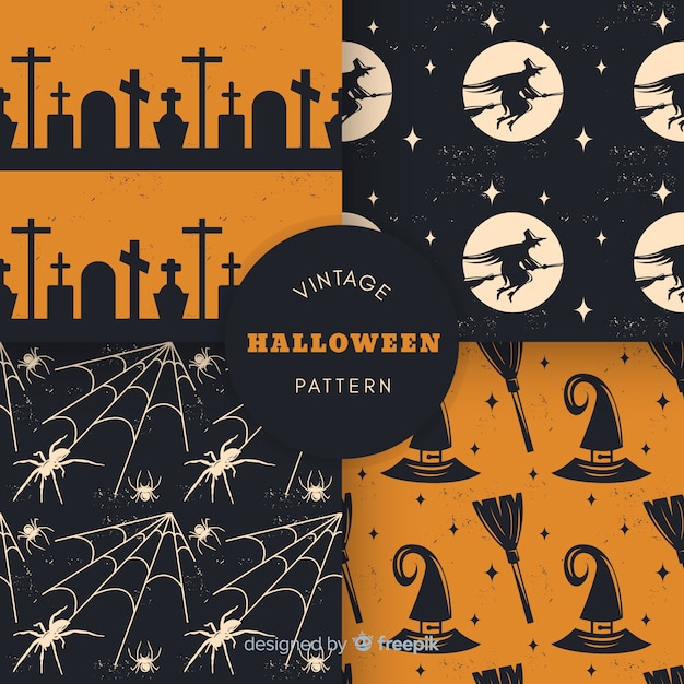 Download Vintage halloween pattern collection Vector | Free Download