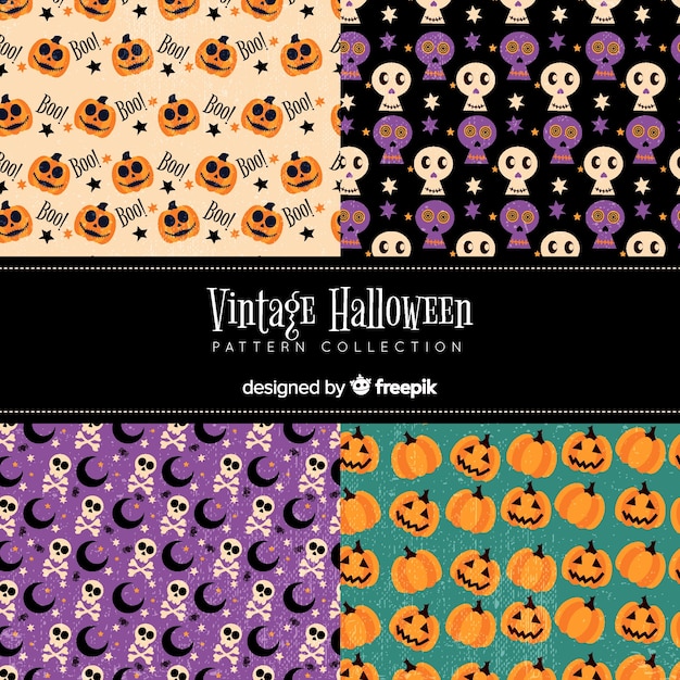 Download Vintage halloween pattern collection | Free Vector