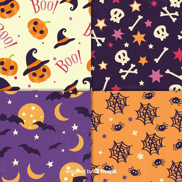 Vintage halloween pattern collection Vector | Free Download