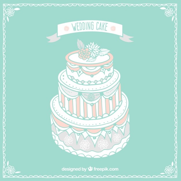 Free Vector | Vintage hand drawn wedding cake