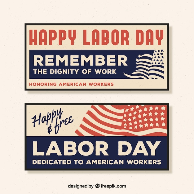 Vintage happy labor day banners
