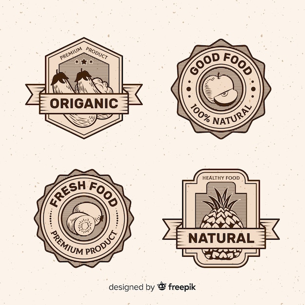 Download Free Vintage Healthy Food Logo Set Free Vector Use our free logo maker to create a logo and build your brand. Put your logo on business cards, promotional products, or your website for brand visibility.