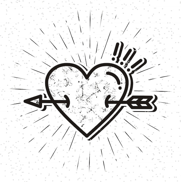 Download Vintage heart icon with sunburst Vector | Premium Download