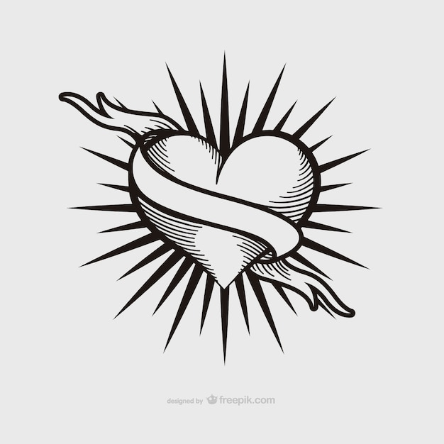 Download Free Vector | Vintage heart tattoo design