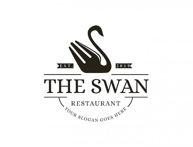 Premium Vector | Vintage hipster retro swan fork restaurant cafe logo