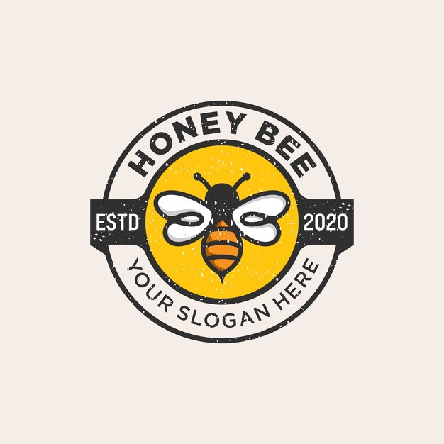 Premium Vector | Vintage honey bee logo template