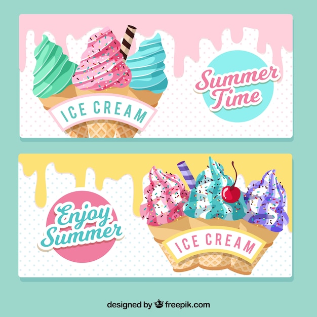 Vintage ice cream banners