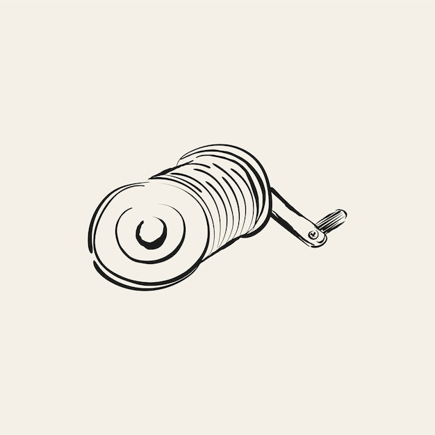 Download Vintage illustration of a fishing rod spinning reel Vector ...