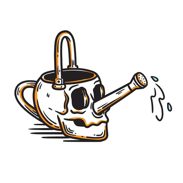 Premium Vector | Vintage illustration of skull watering can on white ...