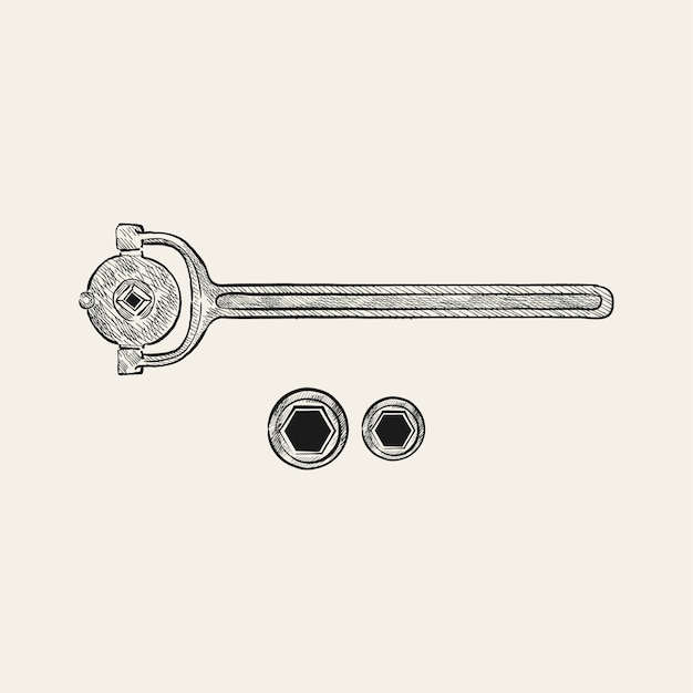 Free Vector Vintage Illustration Of A Wrench