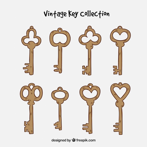 Download Free Vector | Vintage key collection