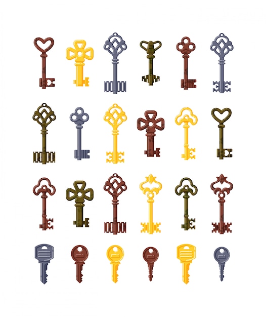 Download Vintage key isolated icon set | Premium Vector