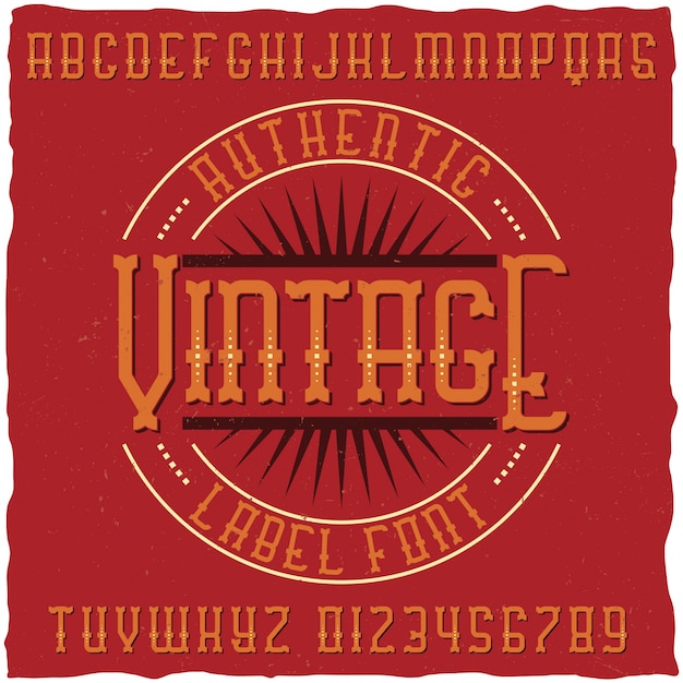 Free Vector | Vintage label font with sample label design. good to use ...