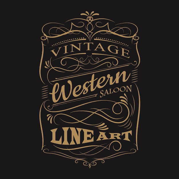Download Vintage label typography western hand drawn frame t-shirt design | Premium Vector