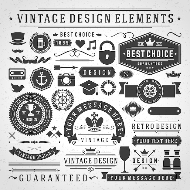 Premium Vector | Vintage labels and badges design elements with ...