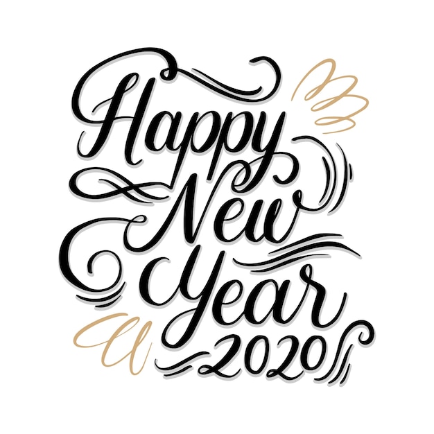 Download Vintage lettering happy new year 2020 Vector | Free Download