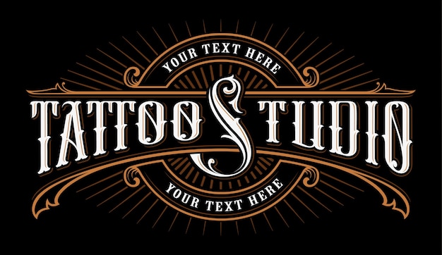 Premium Vector | Vintage lettering of tattoo studio. logo template on dark background. text is ...