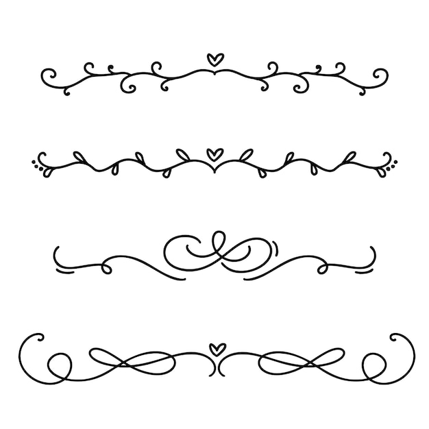 Premium Vector | Vintage line elegant dividers and separators, swirls ...