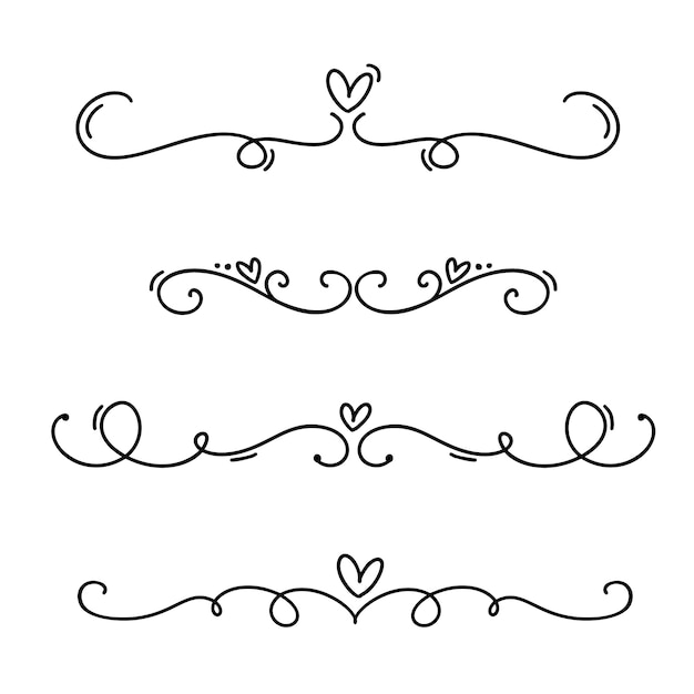 Vintage Line Elegant Valentine Dividers And Separators Swirls And
