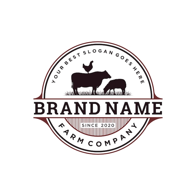 Premium Vector | Vintage livestock logo design