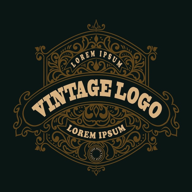 Premium Vector | Vintage logo floral ornament style