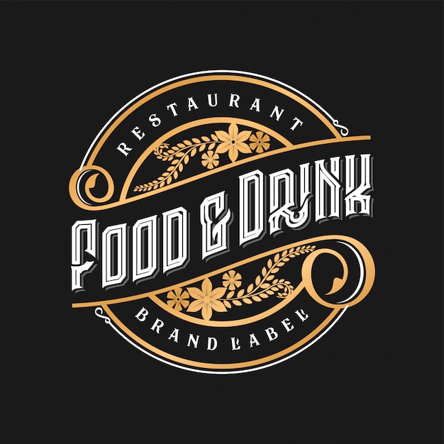 Download Vintage logo for restaurant food and drink Vector ...