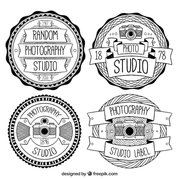 Download Free Download This Free Vector Vintage Logos In Black And White For Photography Studios Use our free logo maker to create a logo and build your brand. Put your logo on business cards, promotional products, or your website for brand visibility.