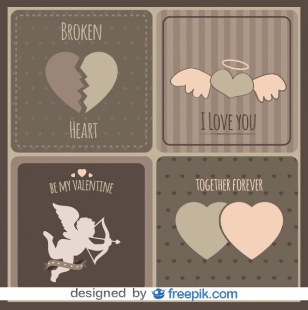 Vintage love cards collection | Free Vector