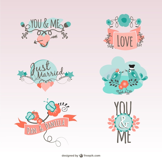 Vintage love stickers | Free Vector
