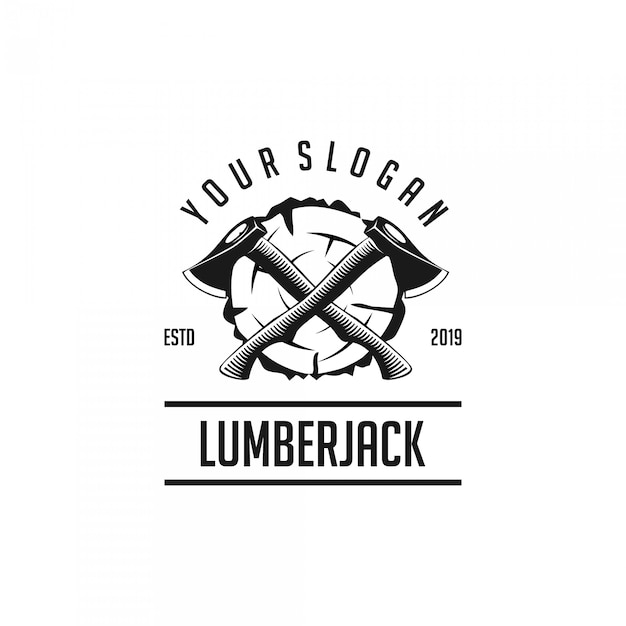 Download Vintage lumberjack silhouette logo template | Premium Vector