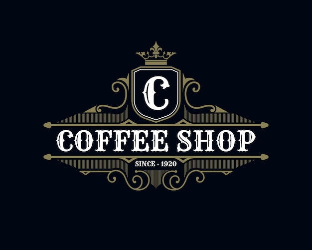 Premium Vector | Vintage luxury and retro style coffee shop logo template