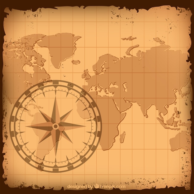 Vintage map compass background Vector | Free Download