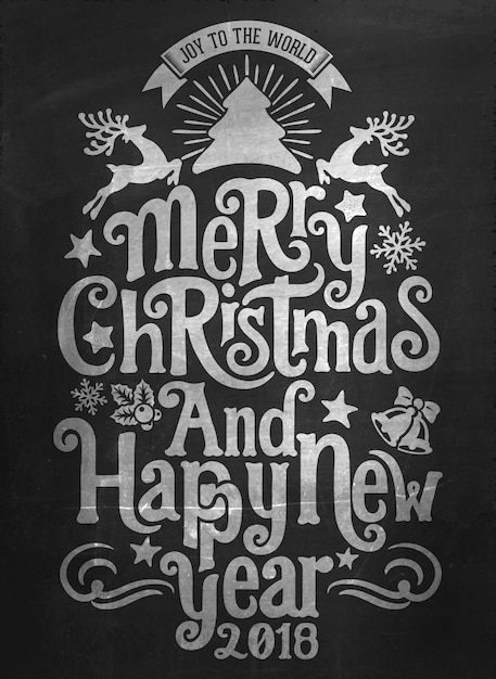 Vintage Merry Christmas And Happy New Year Calligraphic And Typographic ...