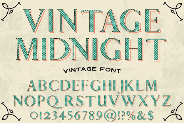 Premium Vector | Vintage midnight alphabet label design