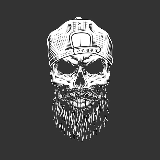 Free Vector | Vintage monochrome hipster skull in cap